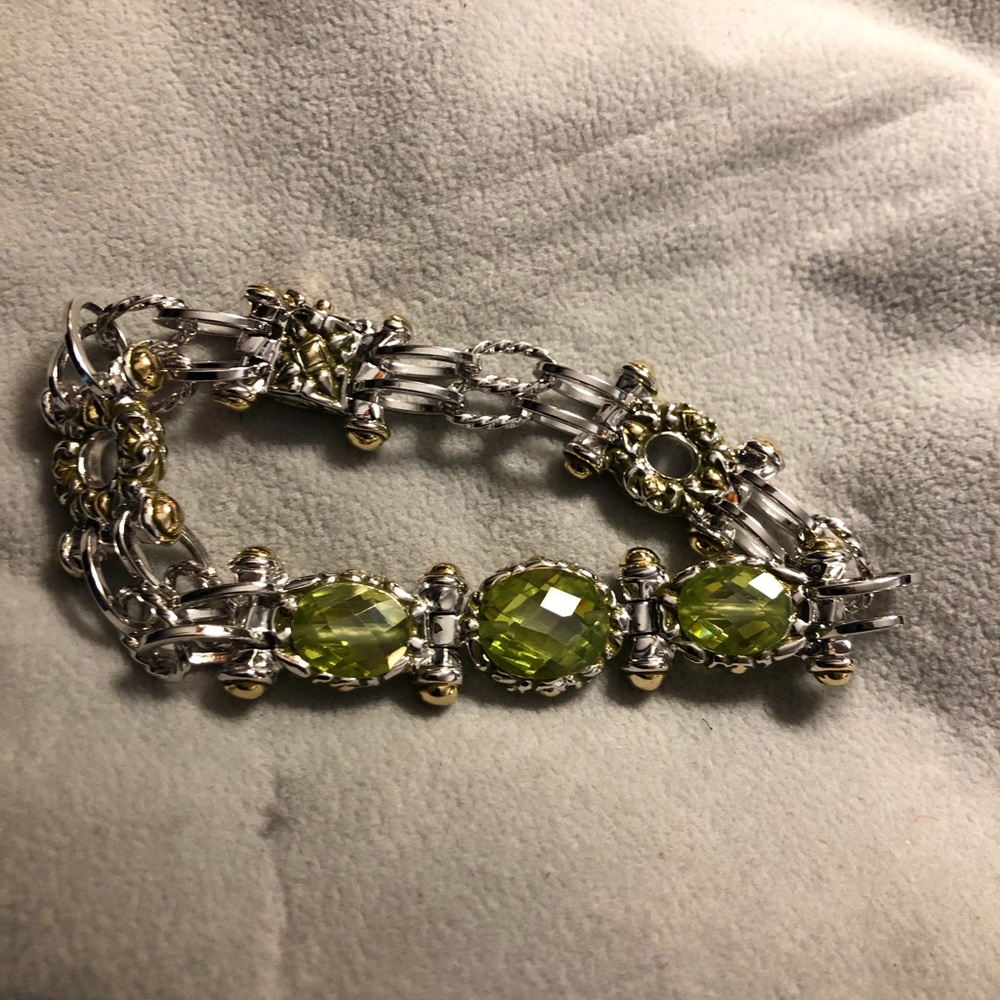 John Medeiros Green stone chain bracelet
